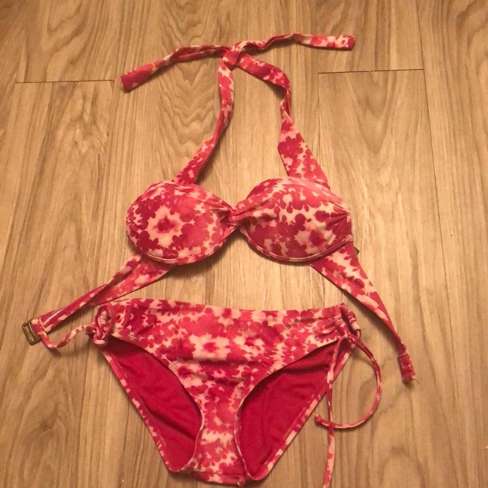 Bisou Bisou Pink/Floral Tie Dye Push up Bikini